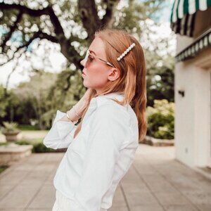 Anne Taylor Long Sleeve White Button Down Shirt Collar Petite Size 8